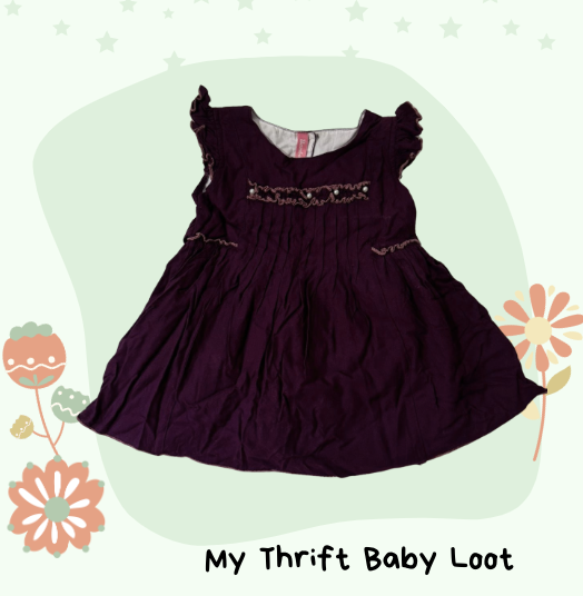 Like New pure cotton violet frock (12-18 months)